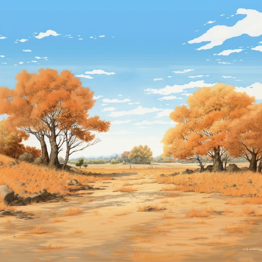 Autumn landscape outdoors painting nature. AI generated Image by rawpixel.