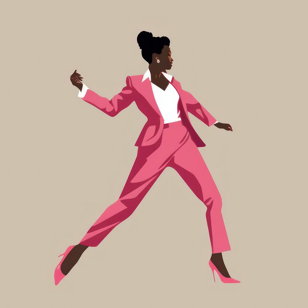 African woman dancing pink suit. AI generated Image by rawpixel.