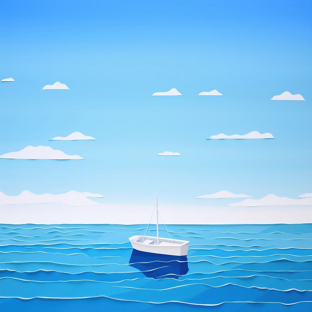 Ocean boat sky sailboat. AI generated Image by rawpixel.