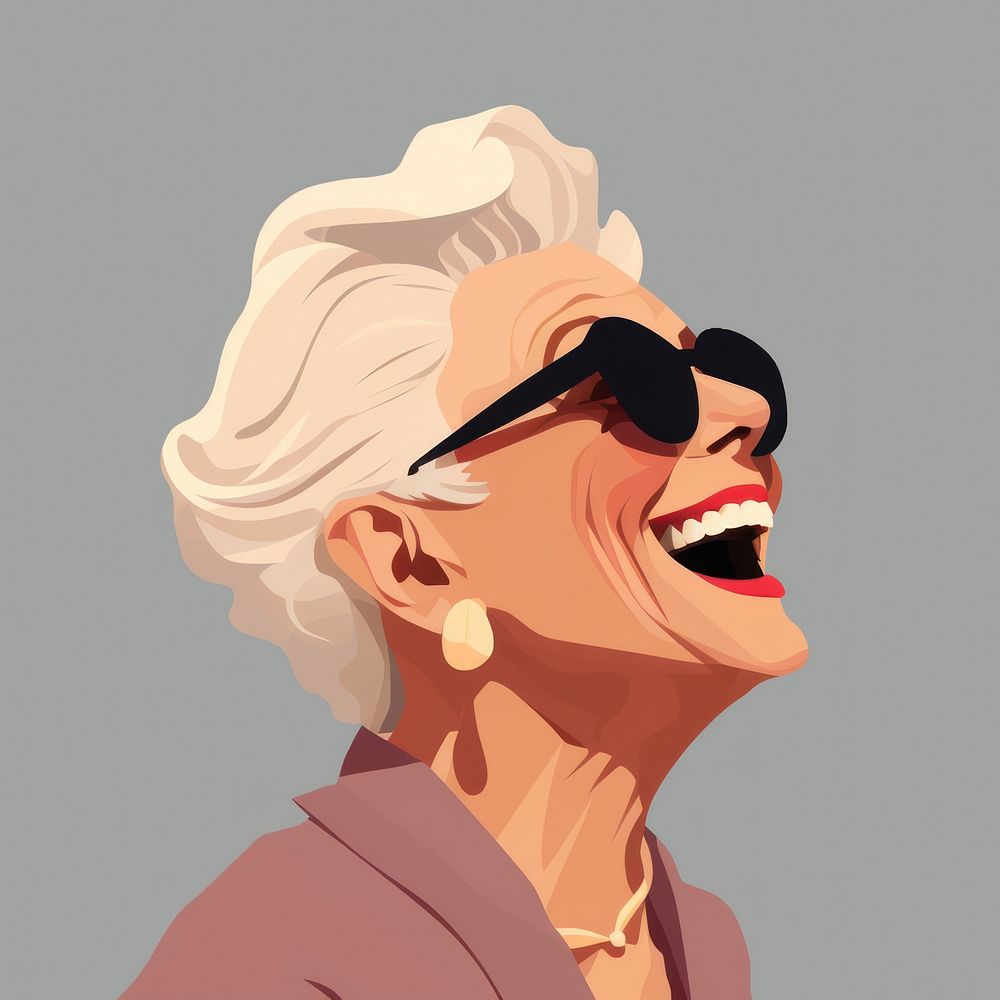 Laughing happy retirement sunglasses. AI generated Image by rawpixel.