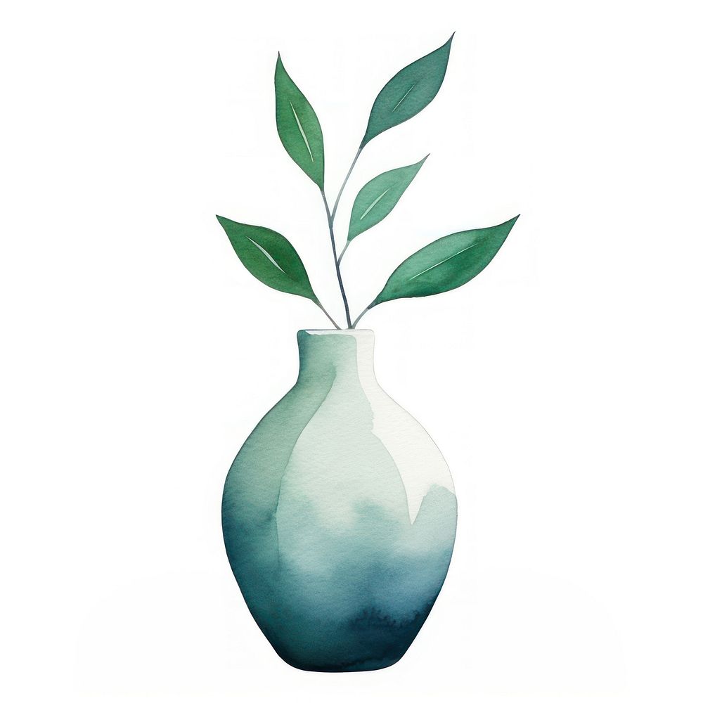 Vase plant leaf white background. AI generated Image by rawpixel.