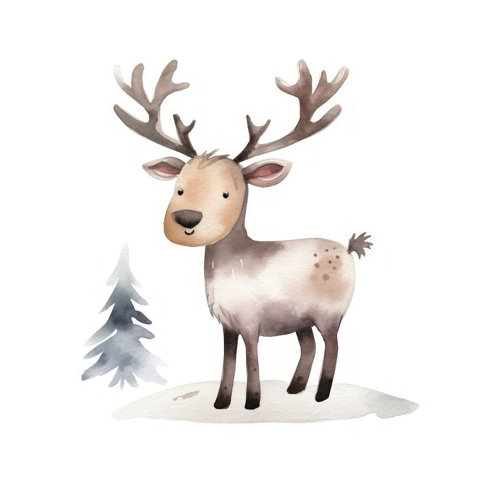 Reindeer cartoon animal mammal. AI generated Image by rawpixel.