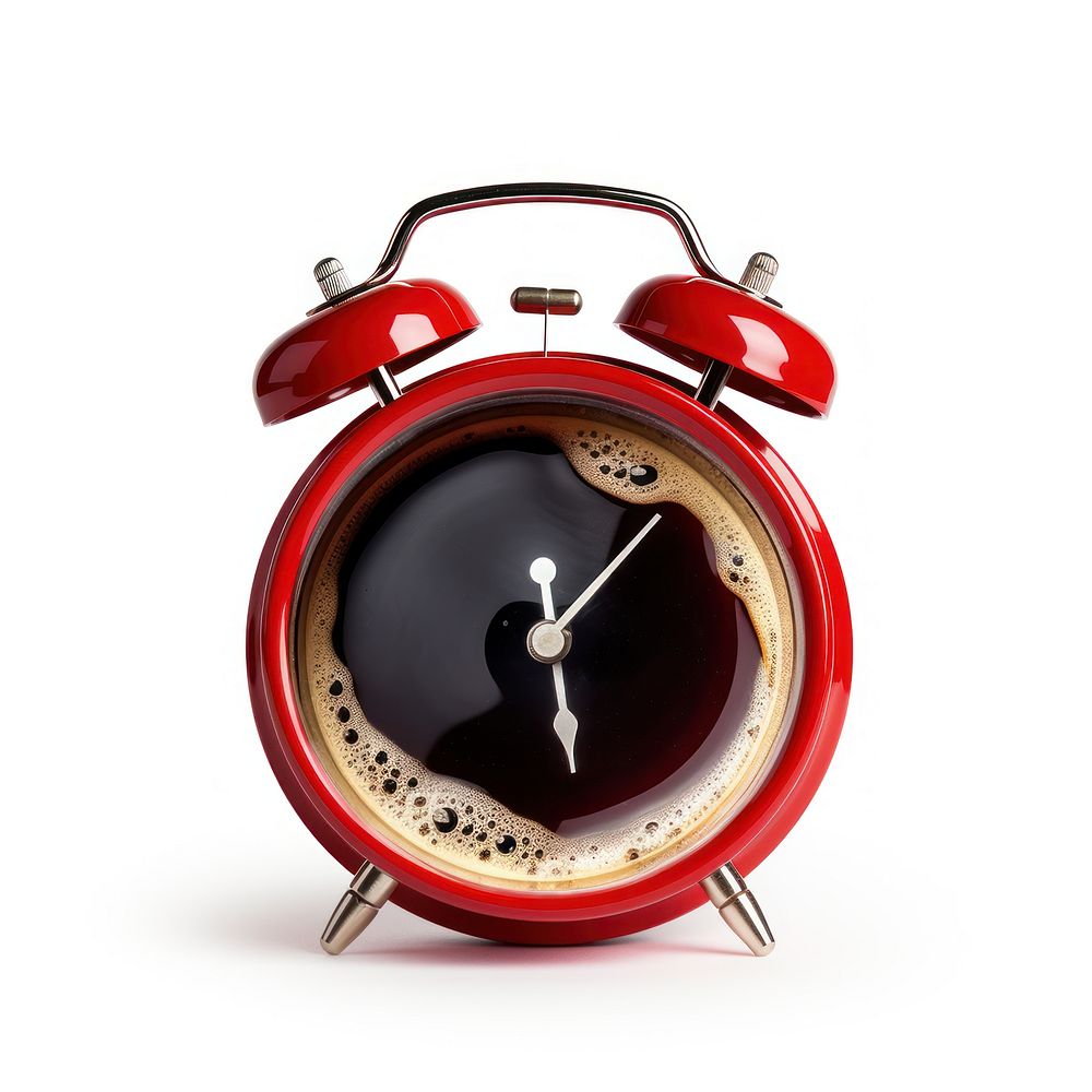 Alarm clock red white background accessories. AI generated Image by rawpixel.