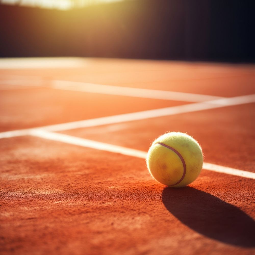 photo of tennis on a court. AI generated Image by rawpixel.