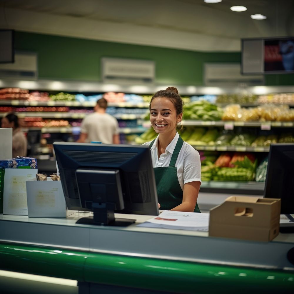 Supermarket checkout customer working. AI generated Image by rawpixel.