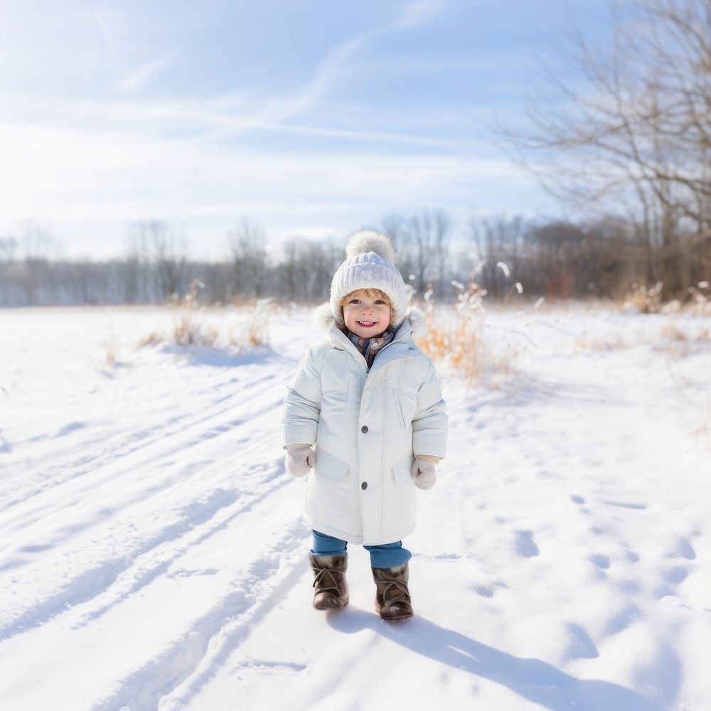 Happy kid snow coat footwear. AI generated Image by rawpixel.