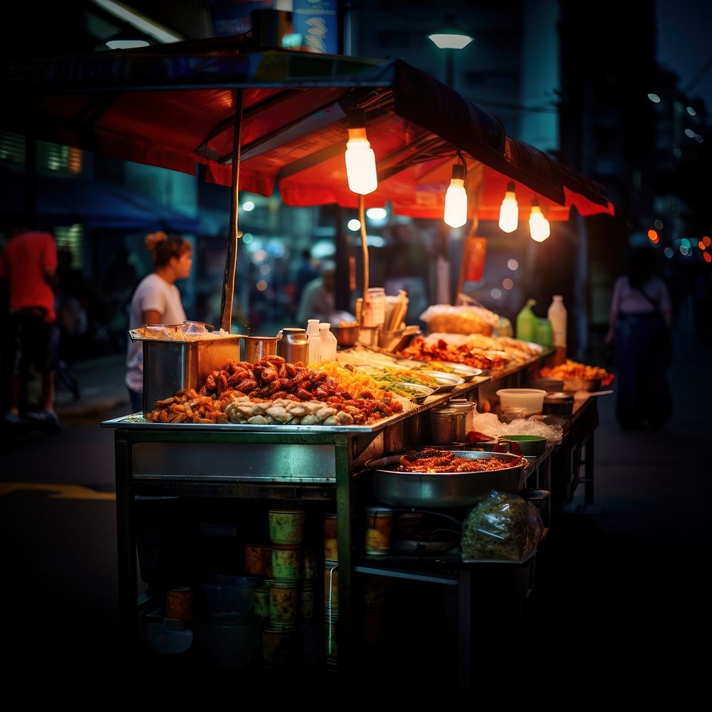 Street food city meal architecture. 