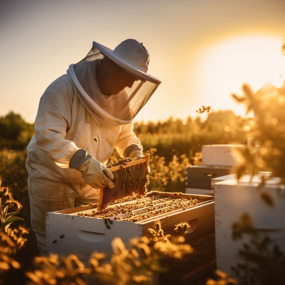Honeycomb beekeeper outdoors working. AI generated Image by rawpixel.