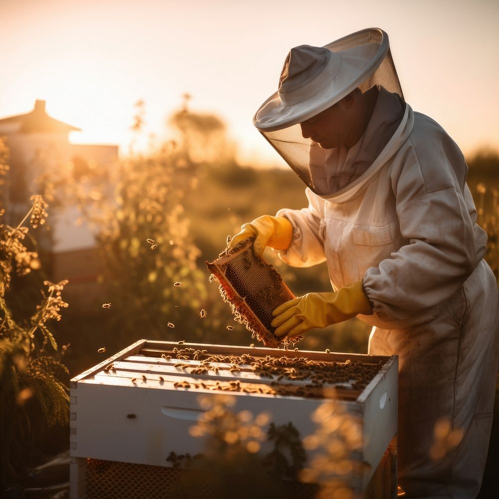 Beekeeper outdoors working holding. AI generated Image by rawpixel.
