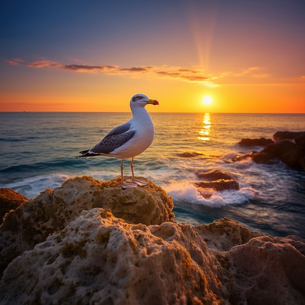 Seagull nature sunlight outdoors. AI generated Image by rawpixel.