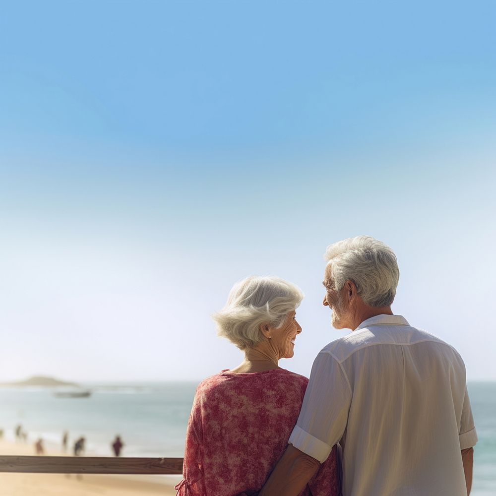 Beach adult togetherness affectionate. AI generated Image by rawpixel.