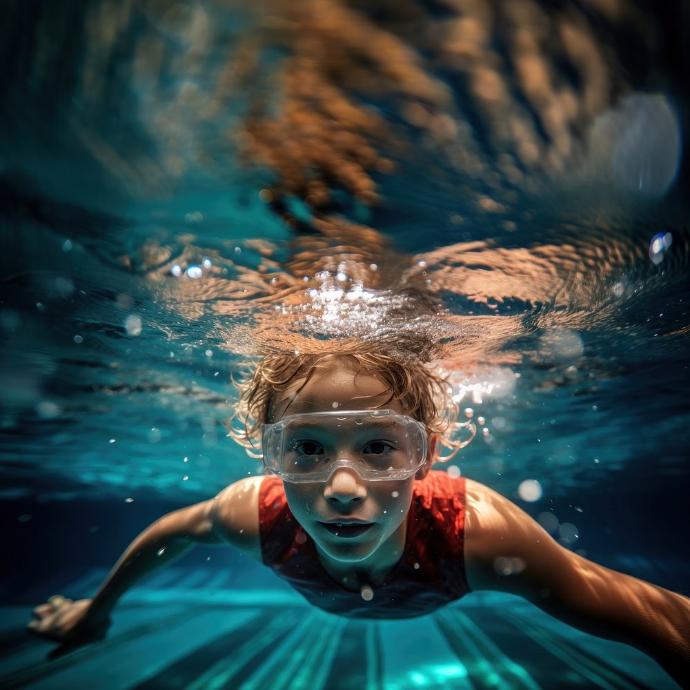 Young swimmer underwater swimming recreation. AI generated Image by rawpixel.