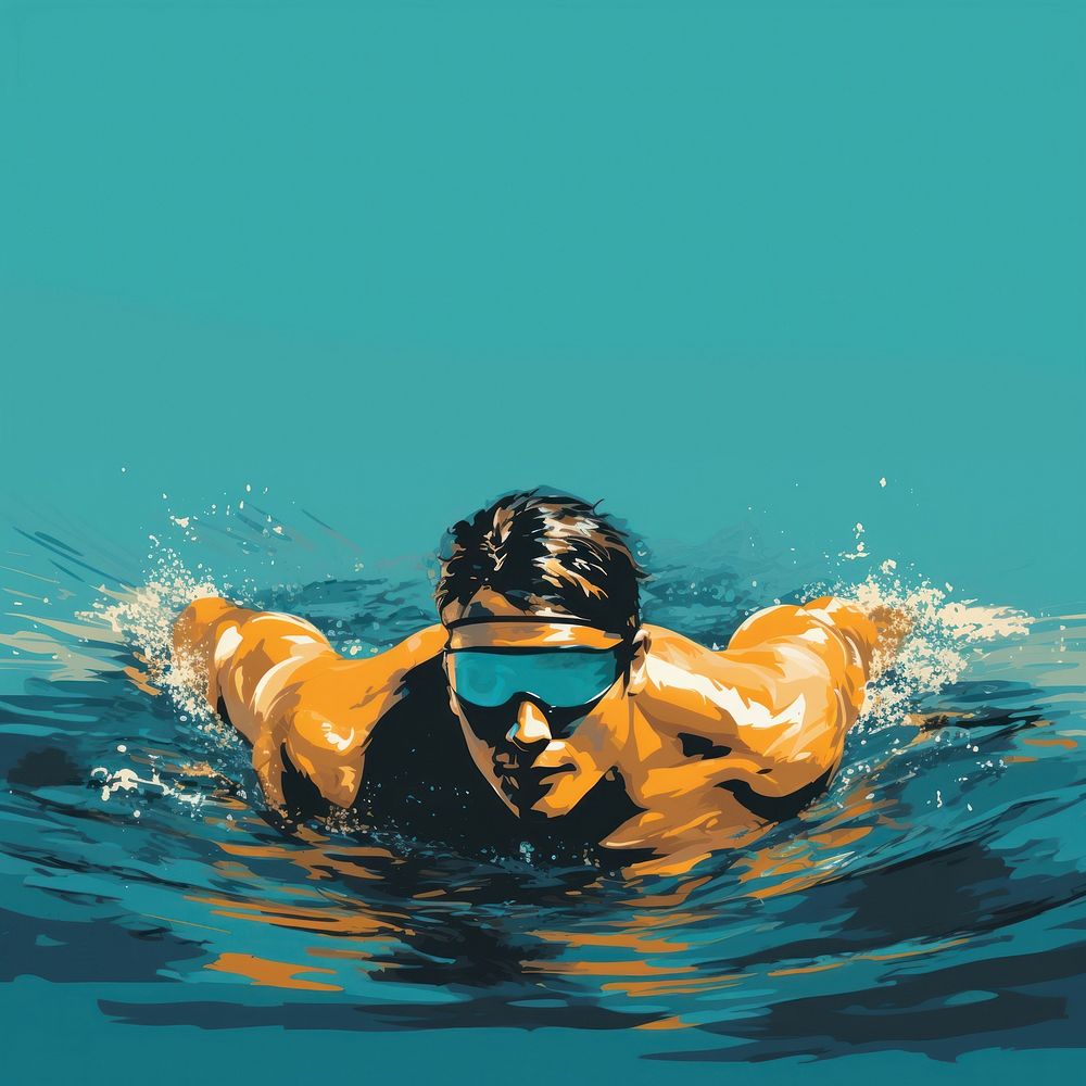 Swimmer swimming outdoors sports. AI generated Image by rawpixel.