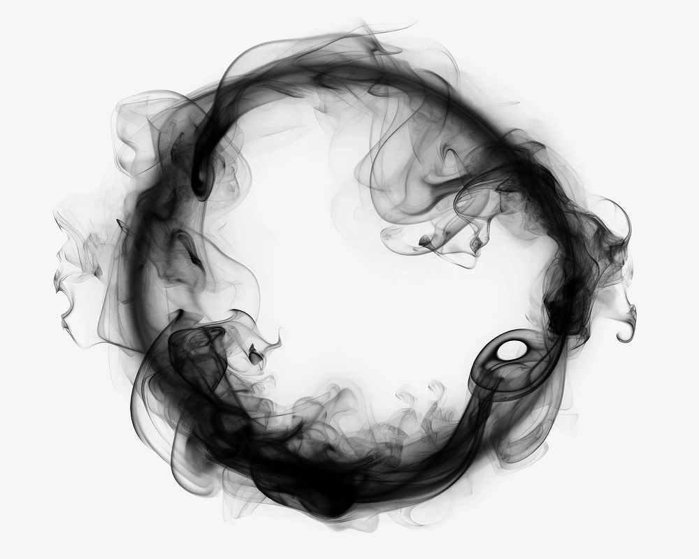 Smoke ring circle black black background. 