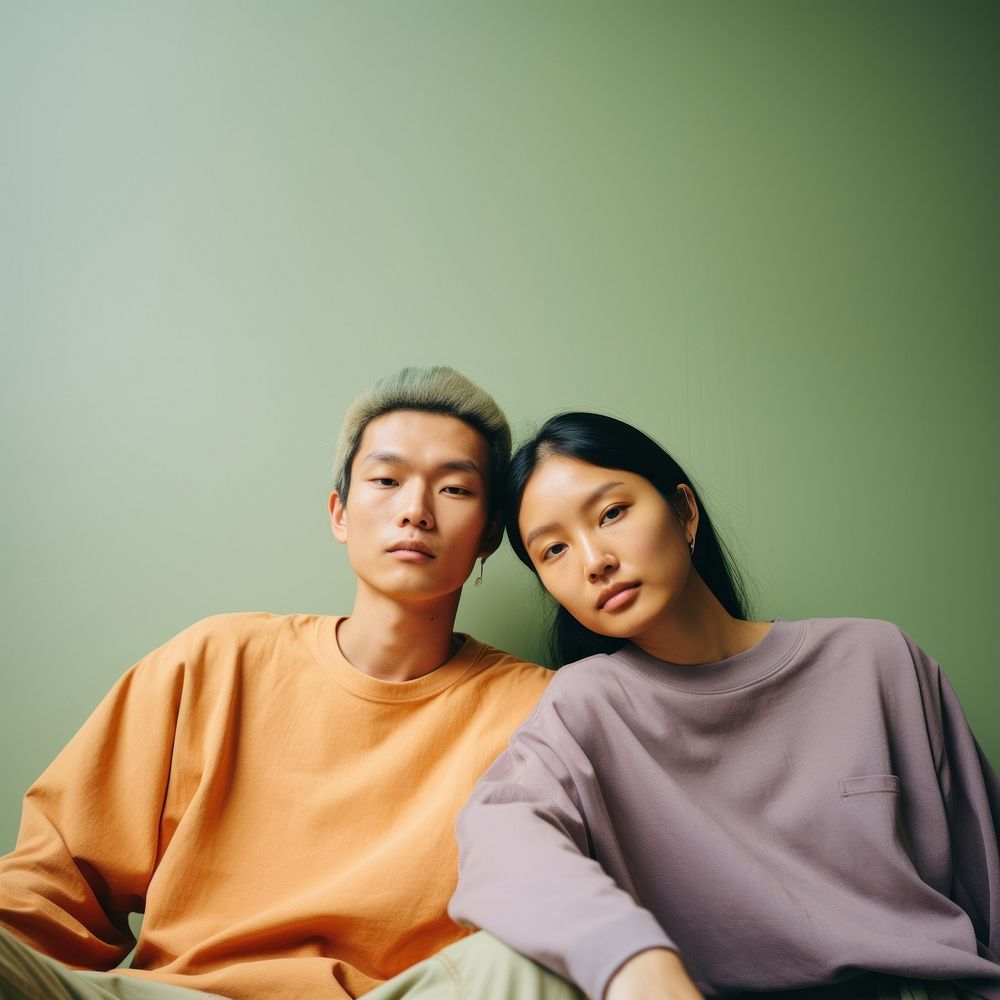 Couple Asian mixed race photography portrait female. AI generated Image by rawpixel.