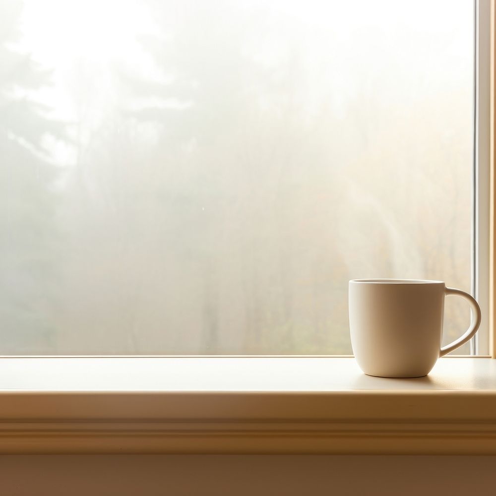 Coffee cup windowsill drink. AI generated Image by rawpixel.