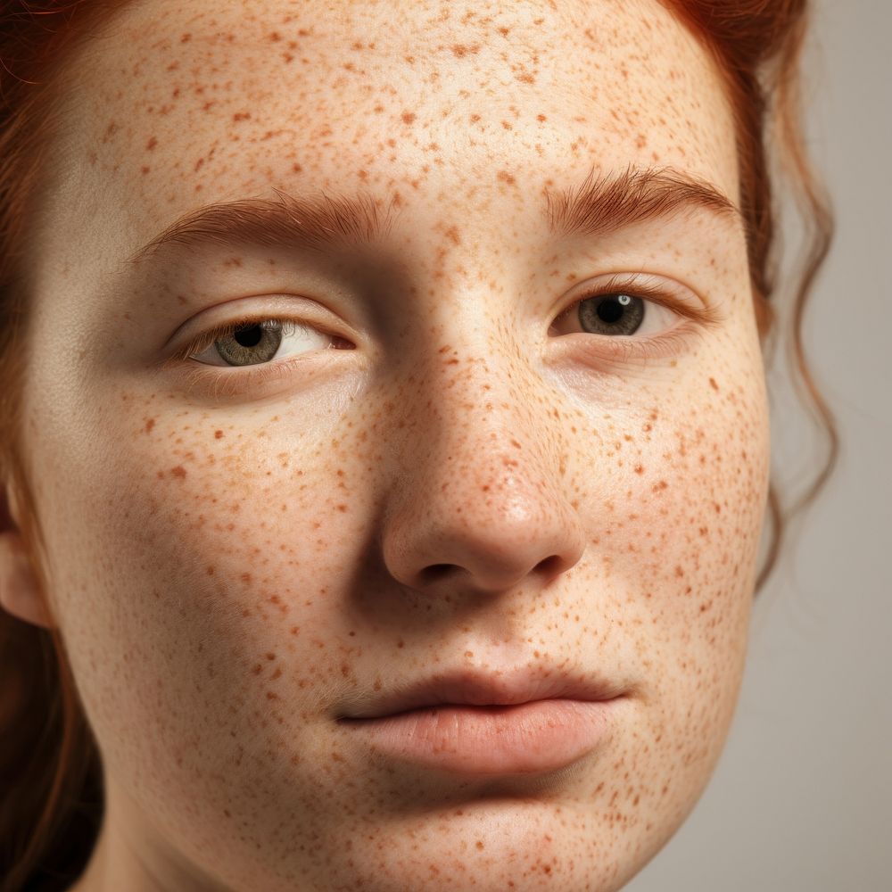 Freckles skin texture hairstyle forehead portrait. AI generated Image by rawpixel.