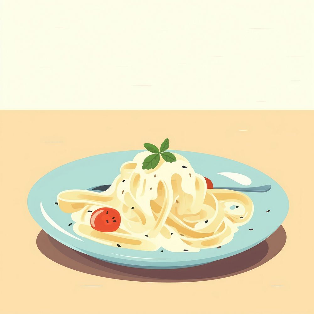 Cream sauce pasta spaghetti food meal. AI generated Image by rawpixel.