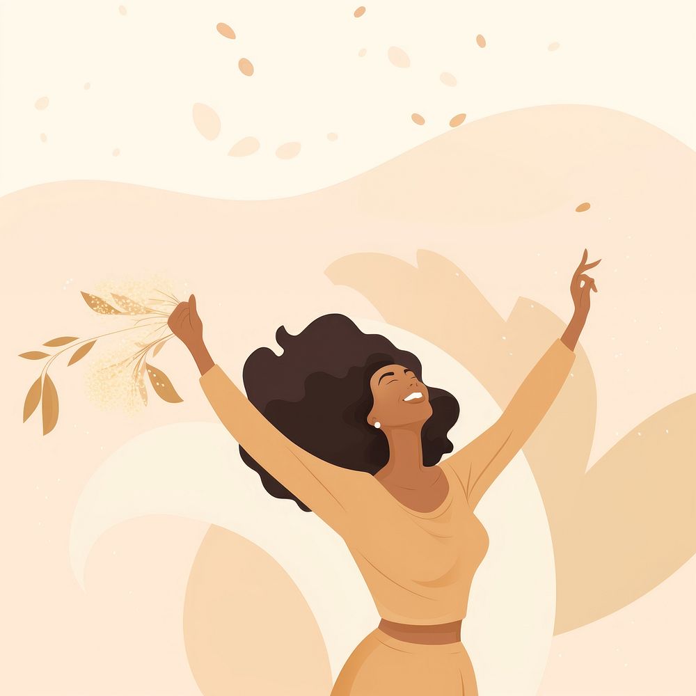 Woman adult happy illustrated. AI generated Image by rawpixel.