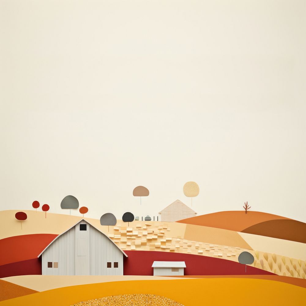 Farm barn architecture painting. 