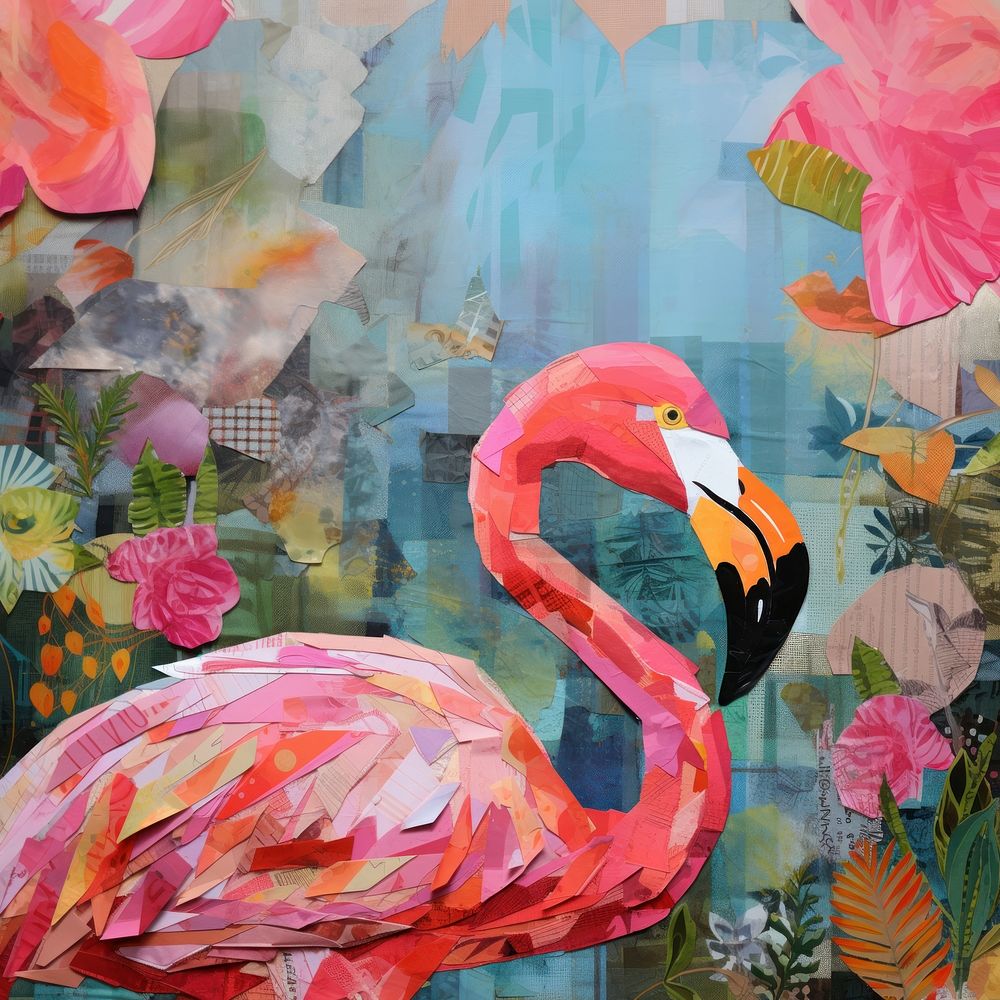 Flamingo painting animal bird. AI generated Image by rawpixel.