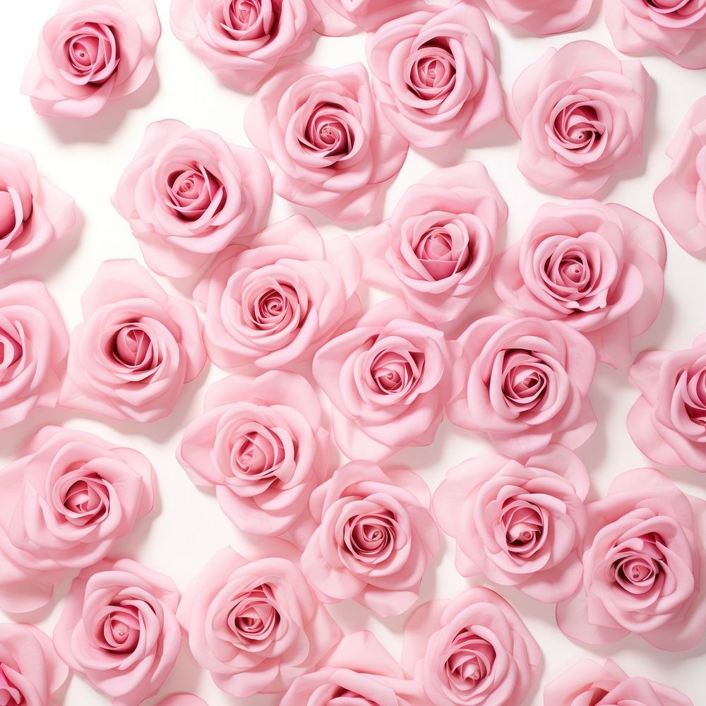 pattern of luxury pink roses, isolated on white background. 