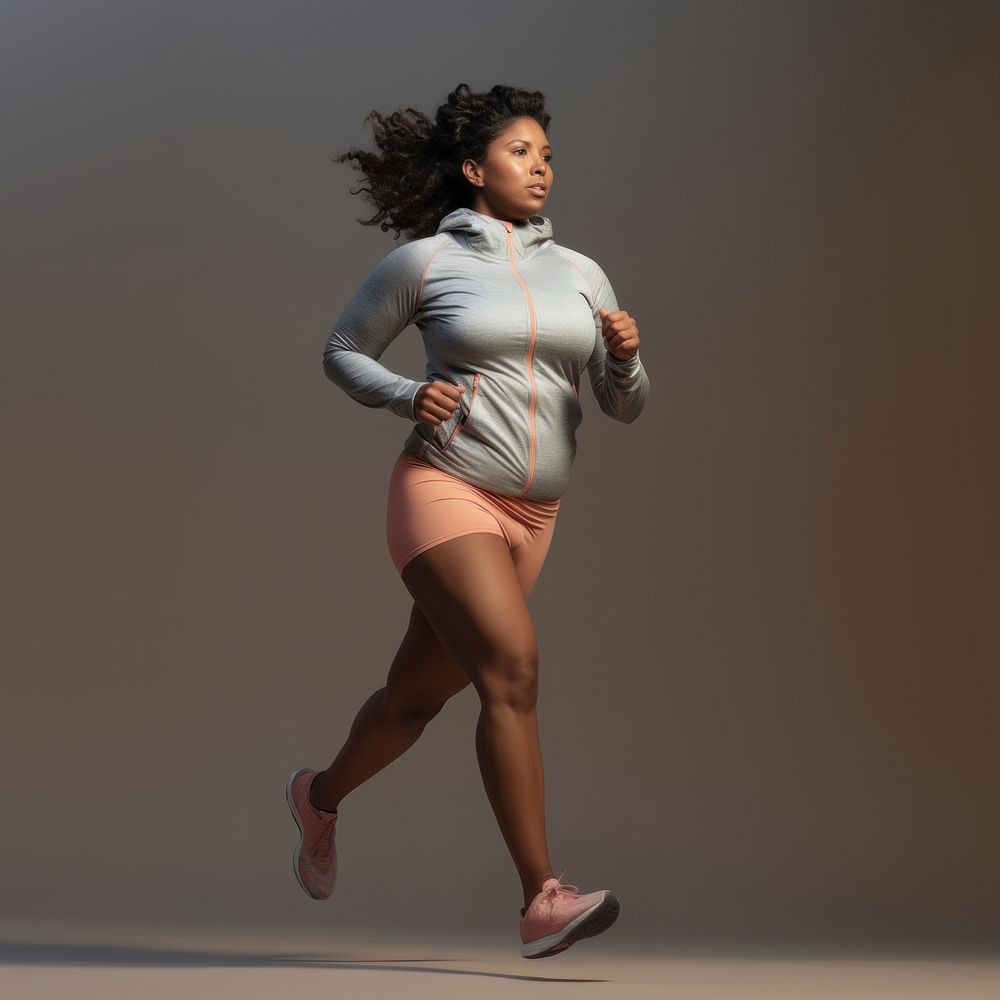 African american chubby running jogging adult. 