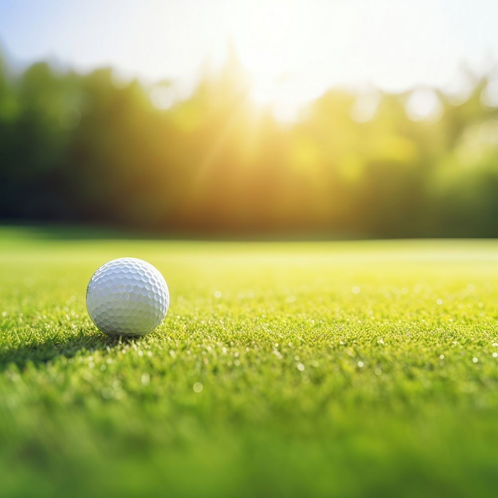 Grass field golf sunlight. AI generated Image by rawpixel. 