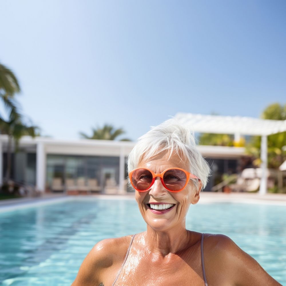 Mature woman retirement swimming adult. AI generated Image by rawpixel.