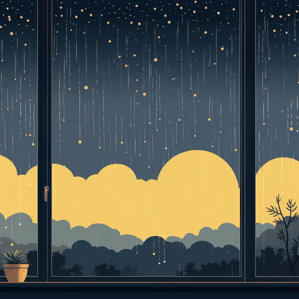 Rainning day nature window night. AI generated Image by rawpixel.