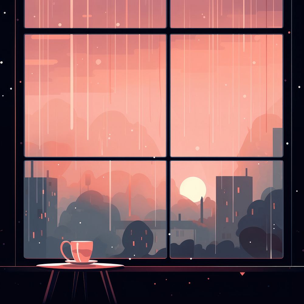Rainning day window lighting night. AI generated Image by rawpixel.