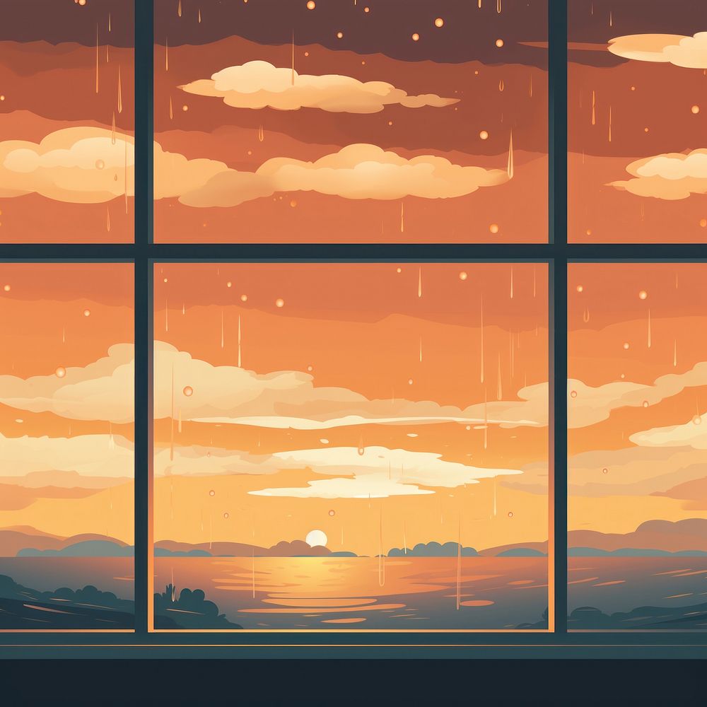 Rainning day window nature sky. AI generated Image by rawpixel.