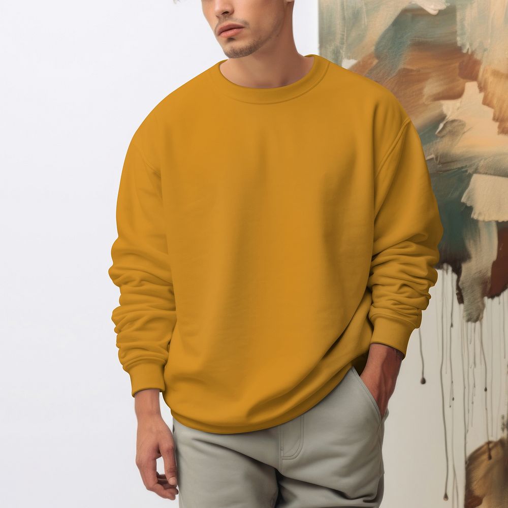 Yellow men's sweater with design space