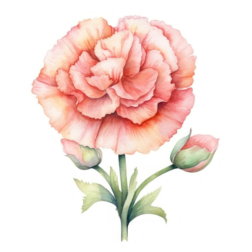 Watercolor flower carnation plant rose. AI generated Image by rawpixel.