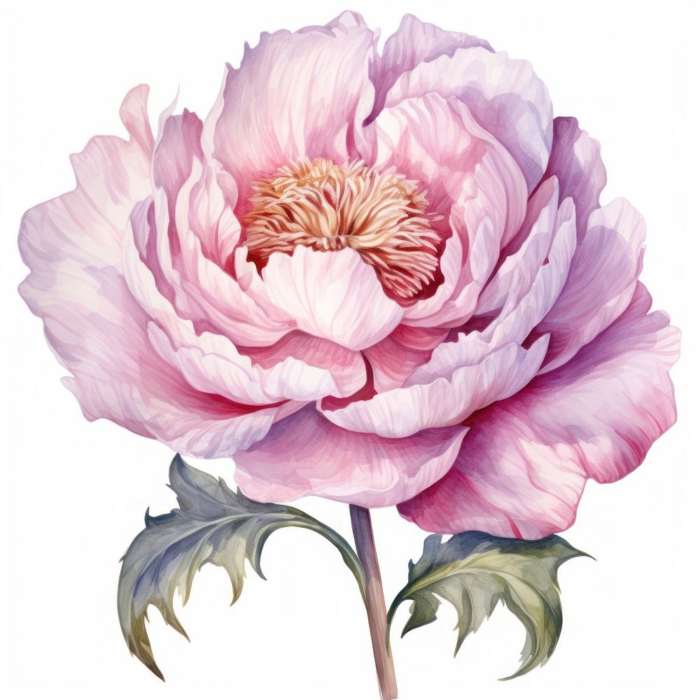 Watercolor flower blossom plant peony. AI generated Image by rawpixel.