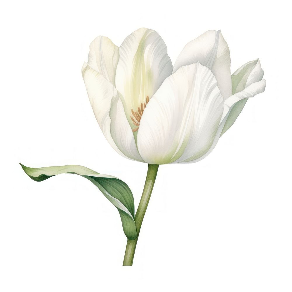 Watercolor tulip blossom flower. AI generated Image by rawpixel.