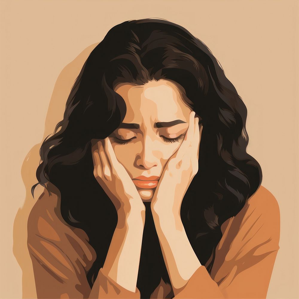 Woman feeling very sad portrait adult disappointment. AI generated Image by rawpixel.
