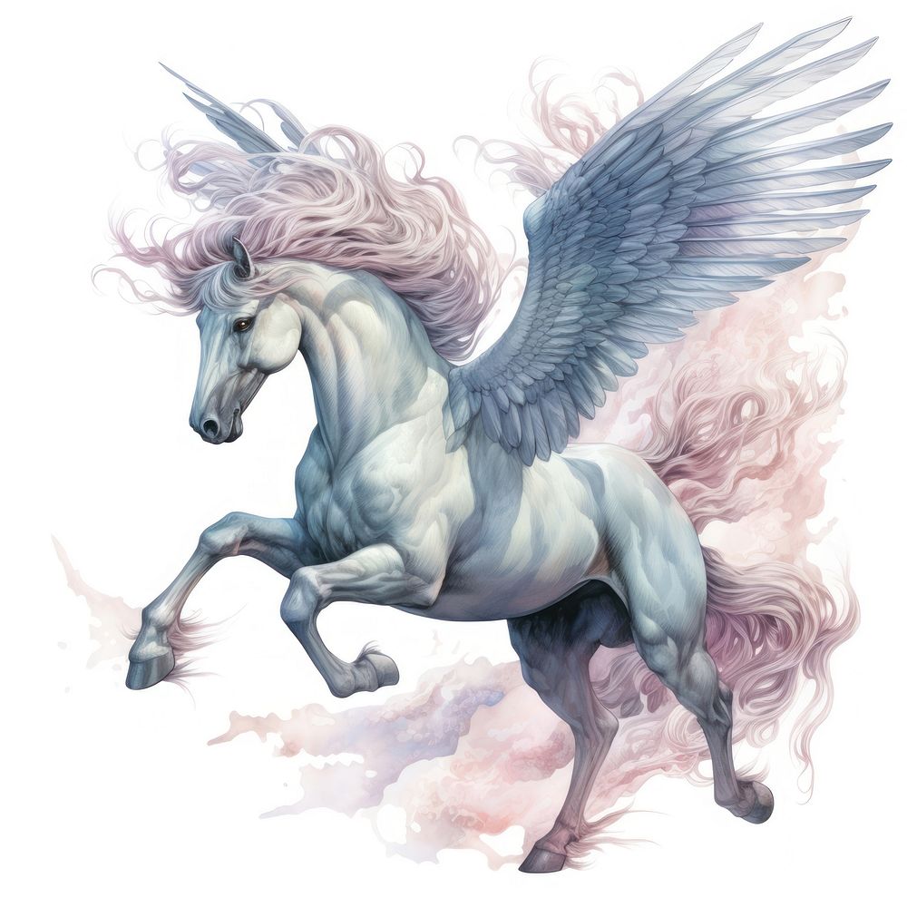 Pegasus drawing animal mammal. AI generated Image by rawpixel.