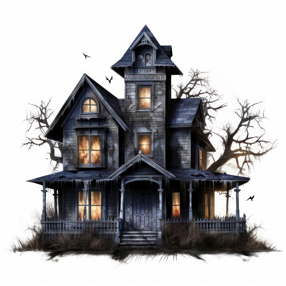 Spooky house architecture building. AI generated Image by rawpixel.