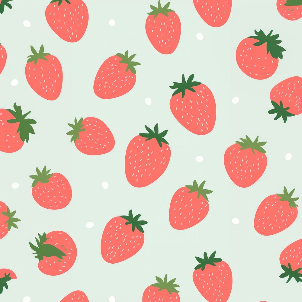 Wallpaper strawberry berries pattern. AI generated Image by rawpixel.