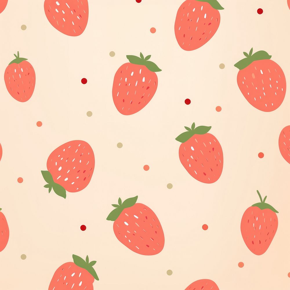 Wallpaper pattern strawberry fruit plant. AI generated Image by rawpixel.