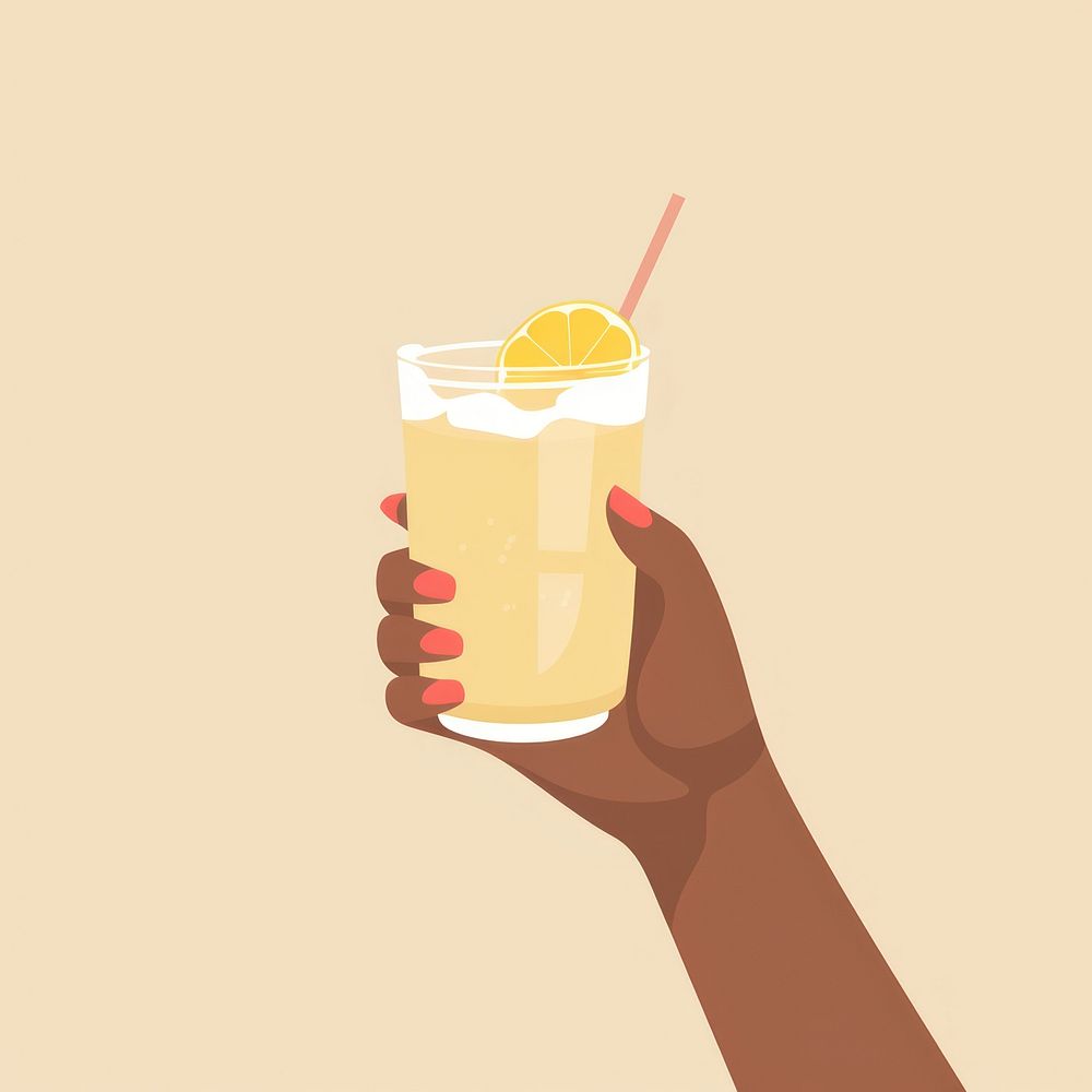 Lemonade holding drink glass. AI generated Image by rawpixel.