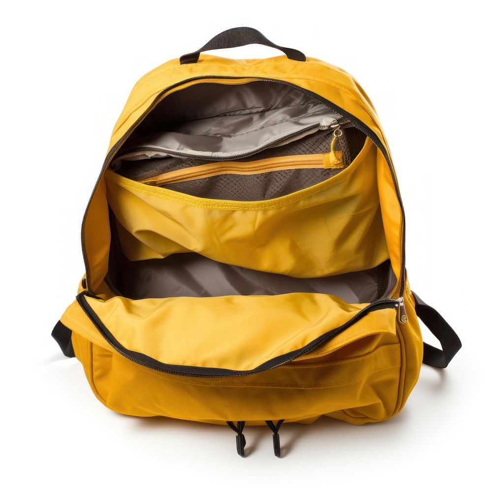 Empty school backpack bag white background suitcase. AI generated Image by rawpixel.