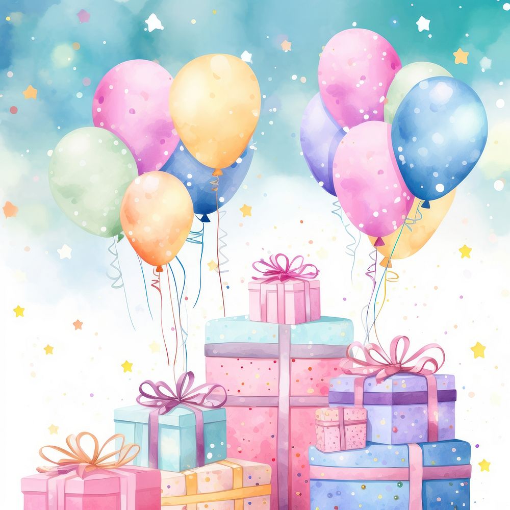 Cute birthday backgrounds balloon paper. AI generated Image by rawpixel.