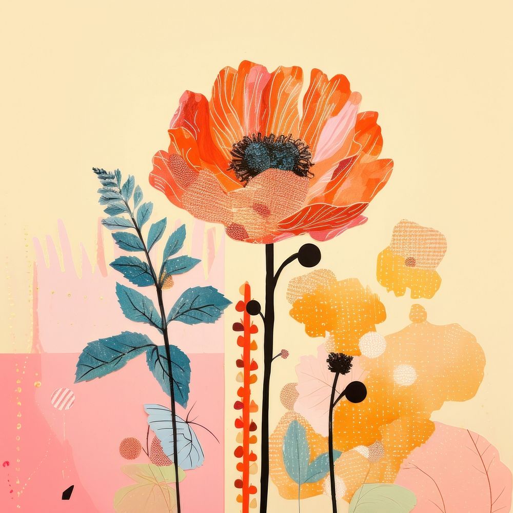 Flower art painting plant. AI generated Image by rawpixel.
