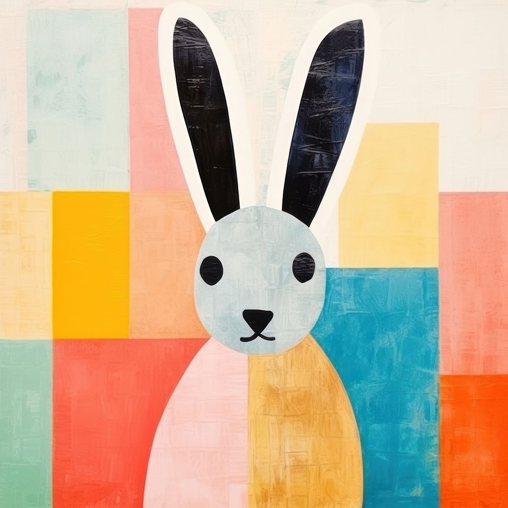 Simple rabbit art painting representation. AI generated Image by rawpixel.