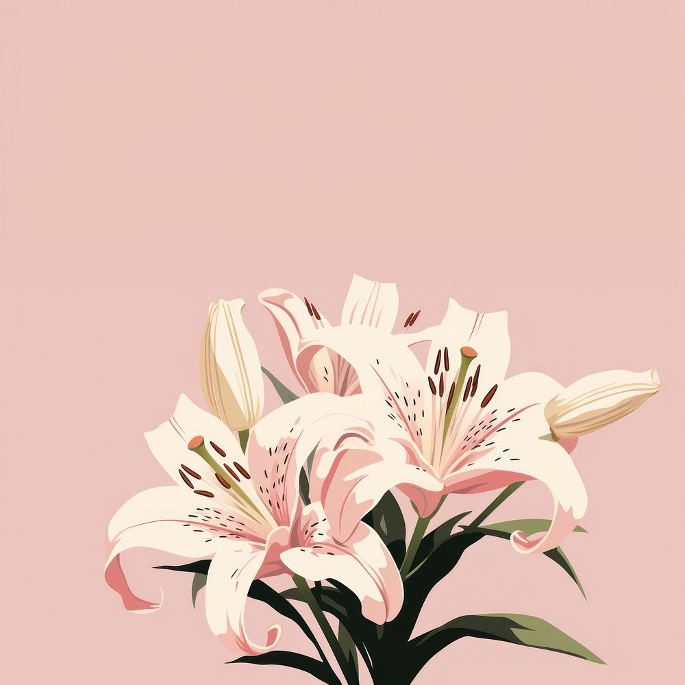 Pink lilly flower plant lily. AI generated Image by rawpixel.