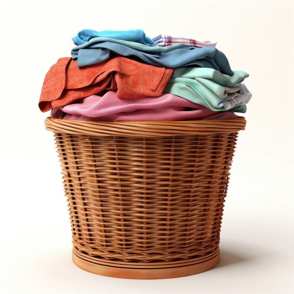 Laundry basket white background container textile. AI generated Image by rawpixel.