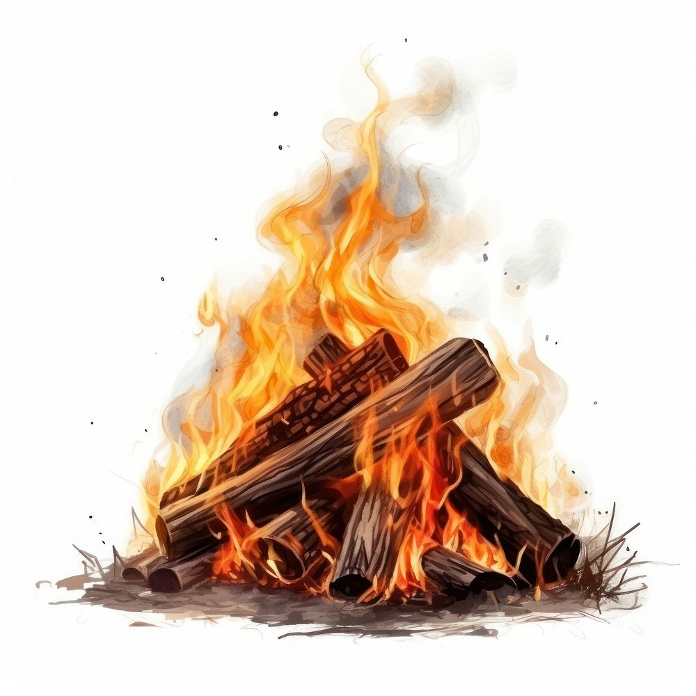 Fireplace bonfire firewood campfire. AI generated Image by rawpixel.