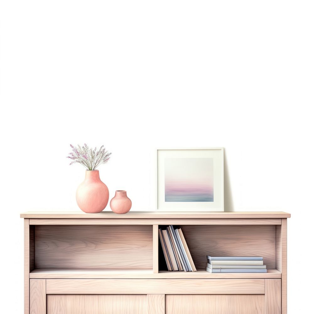 Sideboard vase furniture shelf. AI generated Image by rawpixel.